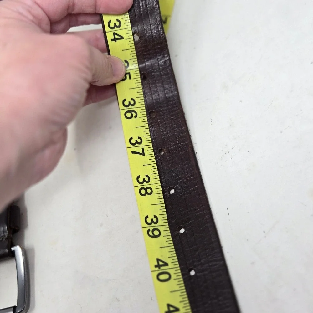 American Eagle Mens Brown Leather Belt Stars‎ and Stripes Embossed Size 36-38